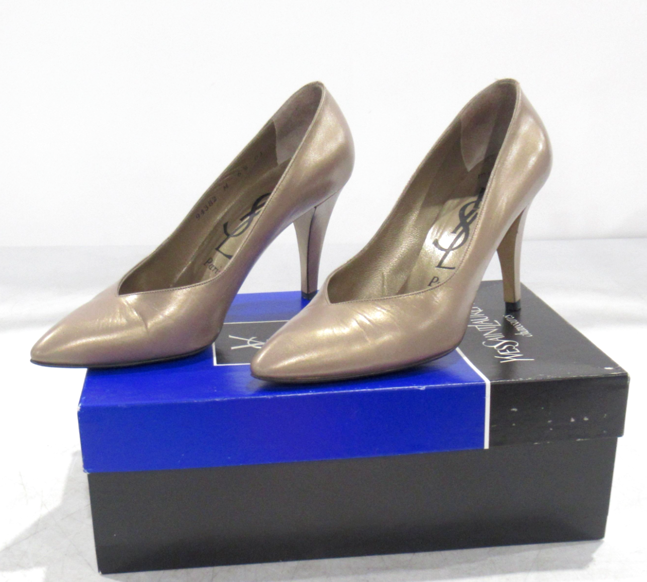 Decolte vintage YSL YVES SAINT LAURENT pelle metallizzata tacco classico Italia 6 5