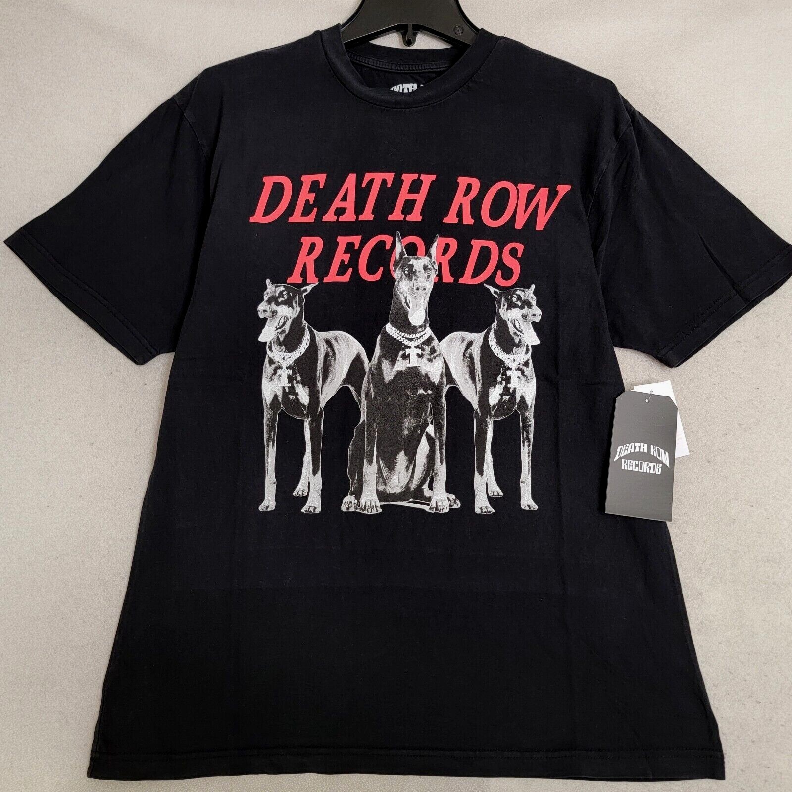FILA Camicia DEATH ROW RECORDS ADULT SMALL BLACK RAP Hip Hop Suge Knight DRE Snoop Nuova con etichette