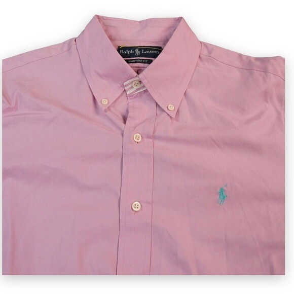 Camicia Ralph Lauren vintage uomo grande rosa polsino rovesciato vestibilità personalizzata preppy pony hit