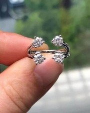 Round Cut 925 Sterling Silver Gorgeous Moissanite Diamond Enhancer Ring For Her