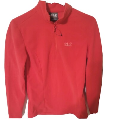 Jack Wolfskin Mens Red Tecnopile Quarter Zip Fleece Pullover Jacket Size 40