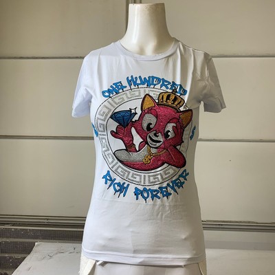 REDFOX Stone Embroidered Design Tee Women's Size L White TE640