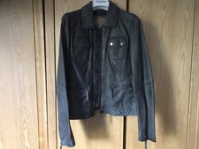 Oakwood Grey Distressed Leather Jacket Womens Size 10