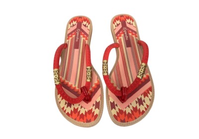 GRENDHA Red Stripes Pattern Made In Brazil Sandals Flip Flop Thong Size 7