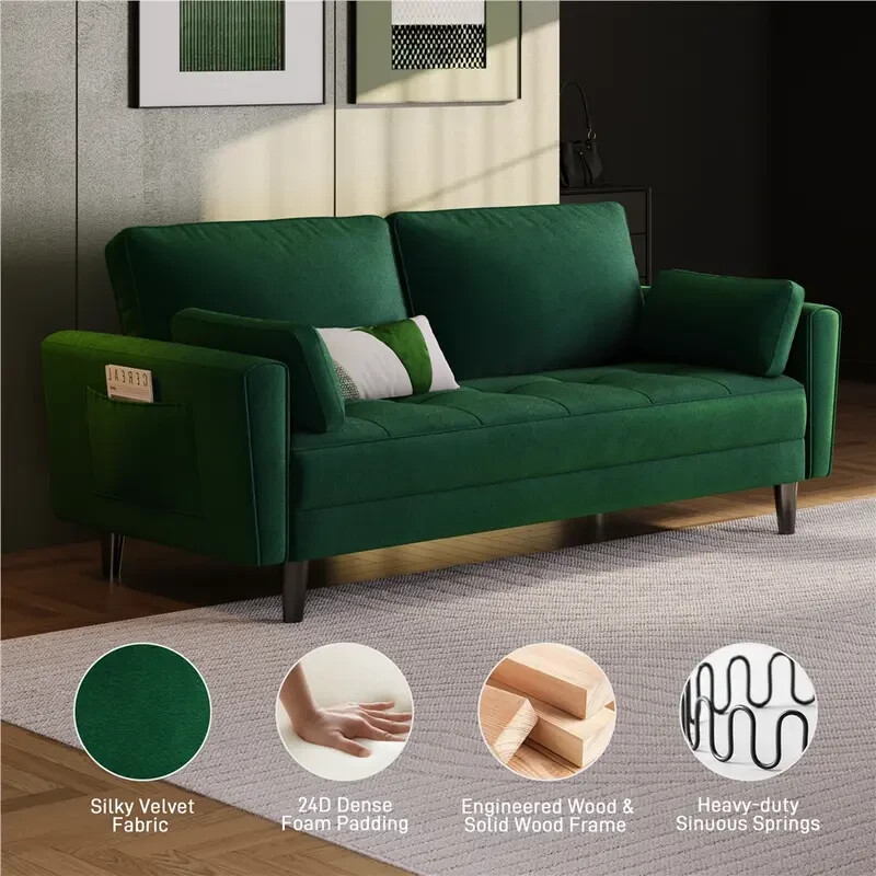 Yaheetech TwoSeater Sofa Upholstered Sofa with Back Cushion