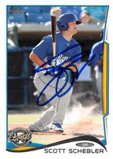 Scott Schebler autographed baseball card rookie 2014 Topps Pro Debut #176 Quakes