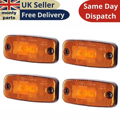 4x 12-24V LED Bernstein Seitenmarkierungsleuchte Blinker Anhänger LKW LKW Van E-Prüfzeichen