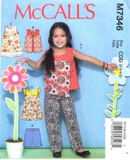 Girl's Sz. 2-5 Dress, Top, Pants Shorts McCall's 7346 UNCUT Sewing Pattern 2016