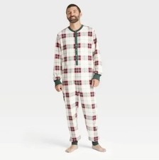 Hearth  Hand With Magnolia Mens Holiday PLAID Union Suit Pajama 5XL Red Green