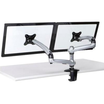 Cotytech Expandable Dual Desk Mount Spring Arm Clamp Base - Silver DM-GS212-C