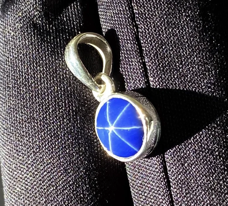925 Silver Blue Star Sapphire Gemstone Pendant Birthday Gift For Men & Women - Image 2 of 4