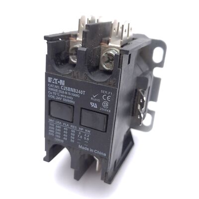 Eaton C25BNB240T Definite Purpose Contactor, 2-Pole, 40A, 2 NO, 24VAC Coil