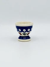 Polish Pottery Boleslawiec Zakaldy Nature Egg Cup Blue Rose EXCELLENT!