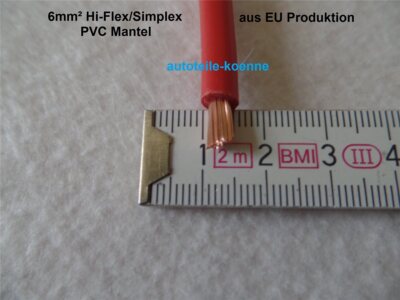 Schweißkabel Hi-Flex/Simplex, Meterware, 6 mm², PVC Mantel, rot #