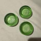 *3* Vintage  Green Uranium Glass Furniture Coasters Anchor Hocking 2 3/8"