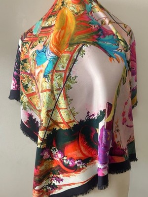 RS34# Etro multicolore  Silk  Scarf 34 inch Made In Italy