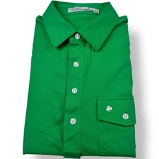 Criquet Green Pima Cotton Polo Shirt White Clover Chest Pocket Men’s Size Medium