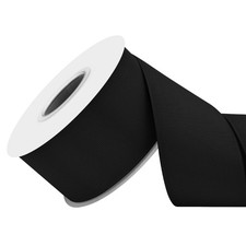 2" x 25 YD Solid Black Polyester Grosgrain Craft Ribbon For Gift Wrapping