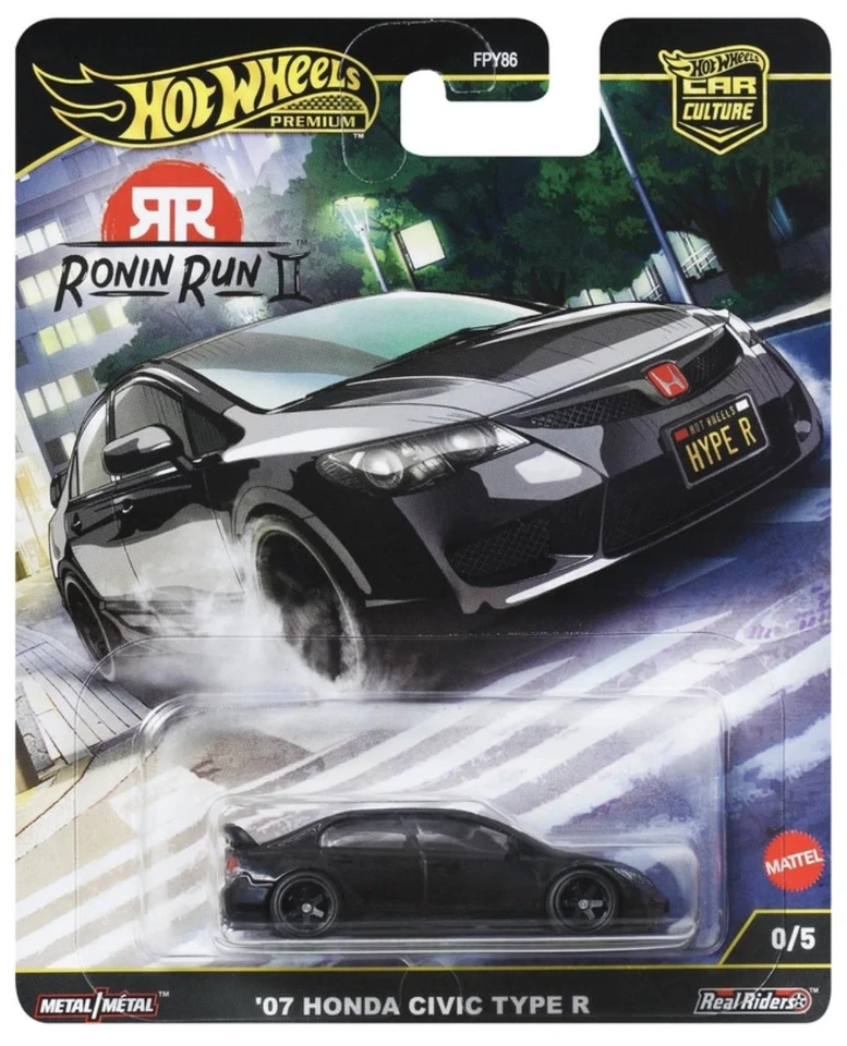 1:64 Hot Wheels Premium 2025 Ronin Run 2 - JBK89 CHASE 2007 Honda Civic Type R b