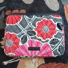 Vera Bradley Floral Quilted Padded 9" Tablet Sleeve Case Cotton Gray Pink Red