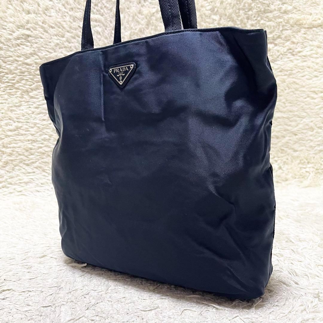 Prada Navy Nylon A4 Tote Bag with Triangle Logo Business Work PCDXVS
