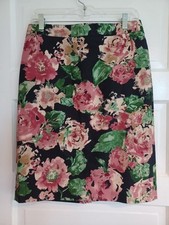 Talbots dark floral pencil skirt 6 cotton lined classic Grannycore vintage look