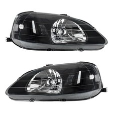 KAC Headlight Assembly Set, Compatible with 1999-2000 Honda Civic, Black Hous...