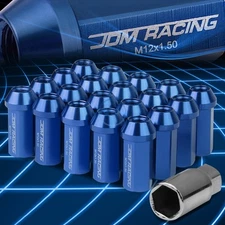 50mm Aluminum M12x1.5 6-Point 25mm OD Closed End BLue 20 Lug Nuts Set+Adapter