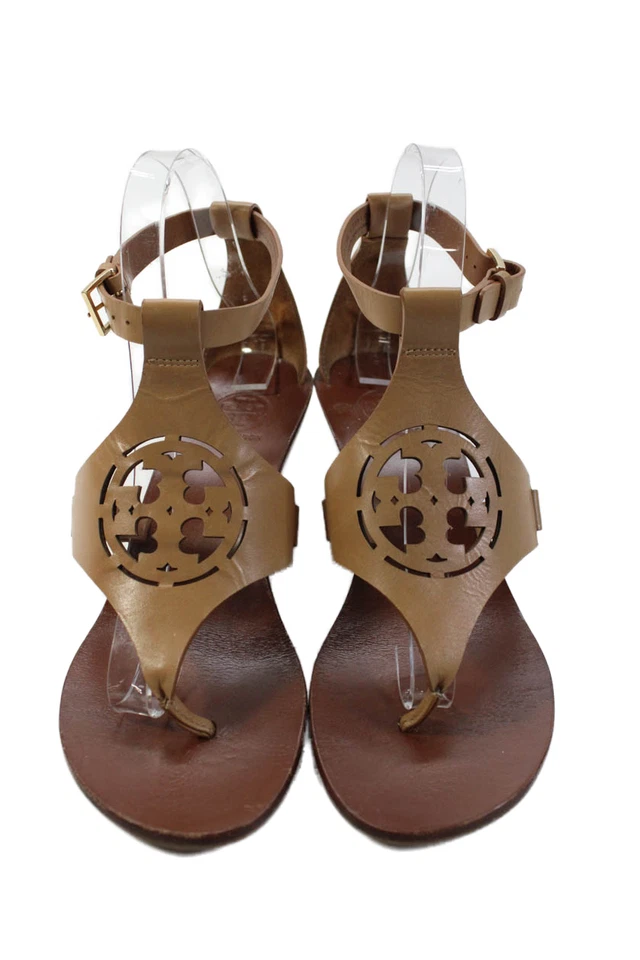 Sandalias de cuña Tory Burch para mujer de cuero con correa al tobillo marrón talla 6,5 M Foto 2 de 4