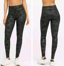 Spanx Faux Leather Camo Leggings Large Black