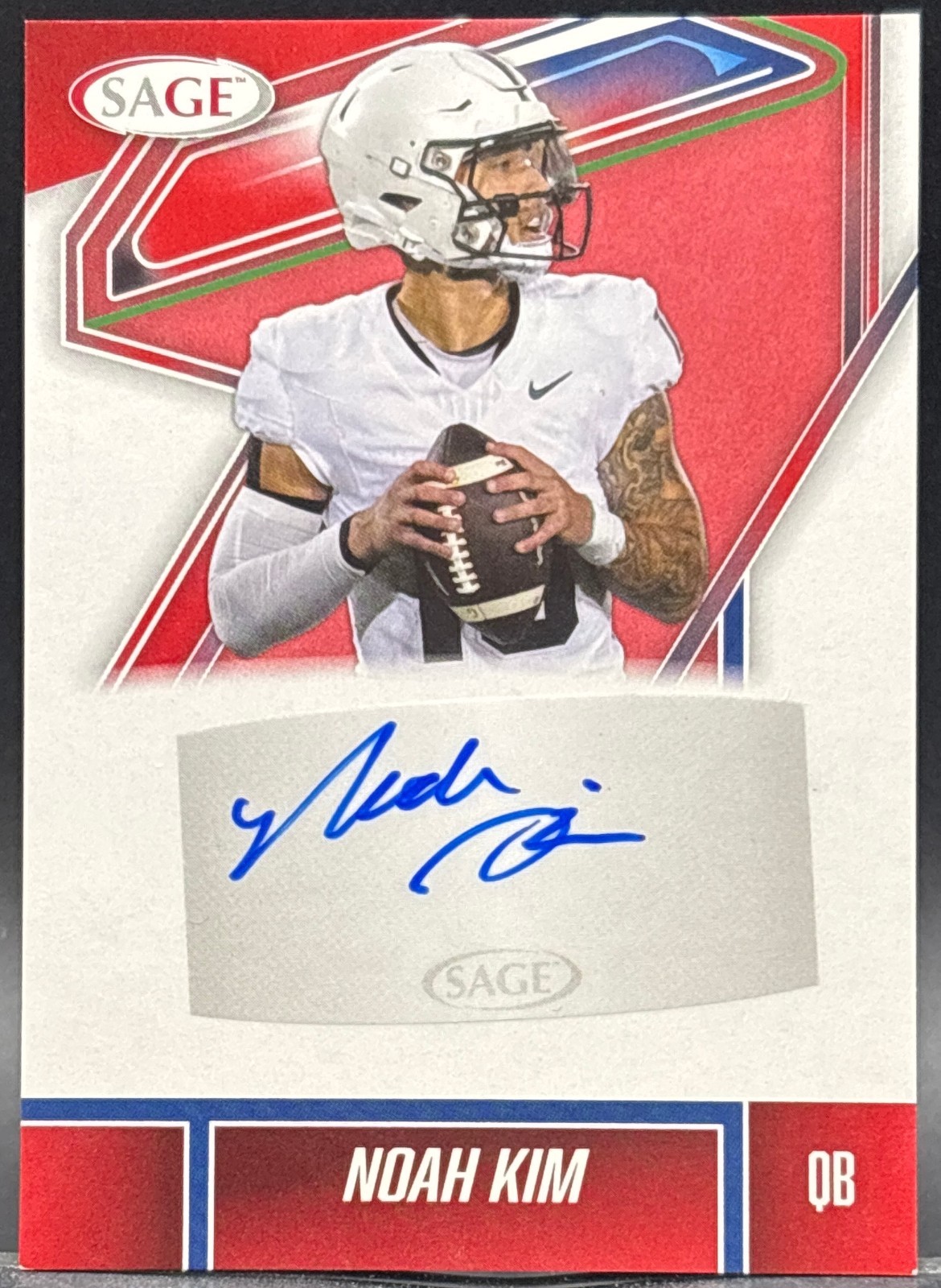 2025 Sage Collectibles Red Football RC Auto A-NK Noah Kim Eastern Michigan