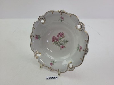 Durchbruchteller Weimar Porzellan Ilse Blumenmuster Weiß Rosa Grün Gold #258664