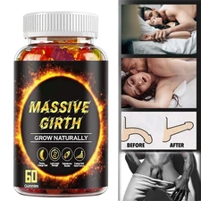 #1 BEST-MALE ENLARGER THICKER LONGER BIGGER 4" GROWTH ENLARGEMENT 60 GUMMIES