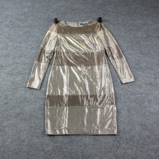 Lauren Ralph Lauren Dress Womens 4 Gunmetal Sheath Knee Length Glitter Lined NWT