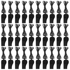 50 Pieces Plastic Whistles with Lanyard Loud Crisp Sound Whistles Bulk for Sc...