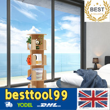 4-Tiers Rotating Book Shelf 360° Display Floor Stand Bookcase Storage Rack Wood
