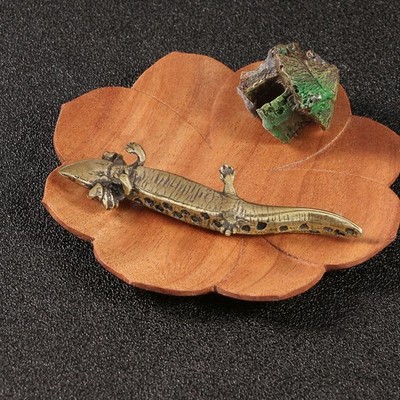 Salamander-Figur aus Messing, kleine Tierstatue, Vintage, -Tee-Haustier-Modell,
