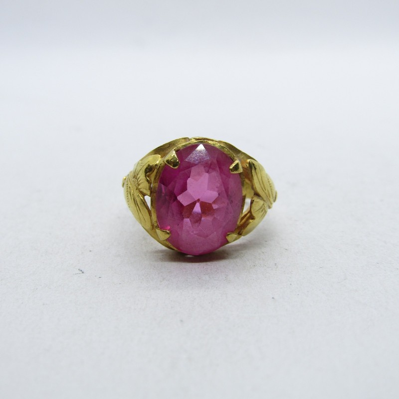 22K Yellow Gold Pink Ruby Ring Size 4.5 w/Appr SE460