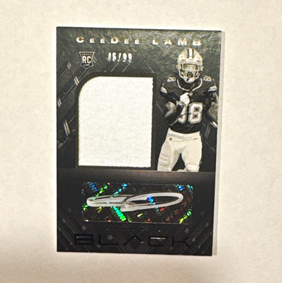 2020 Panini Black CeeDee Lamb RC Rookie Patch Auto 46/99 #214 Cowboys