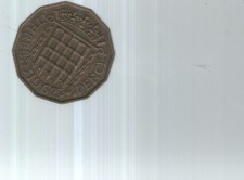 1962 - UK ELIZABETH II  Thruppenny bit  3d coin