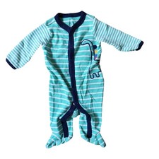 Carter's Dinosaur Cotton Sleep Play Pajamas Size 3 months Green White Stripes