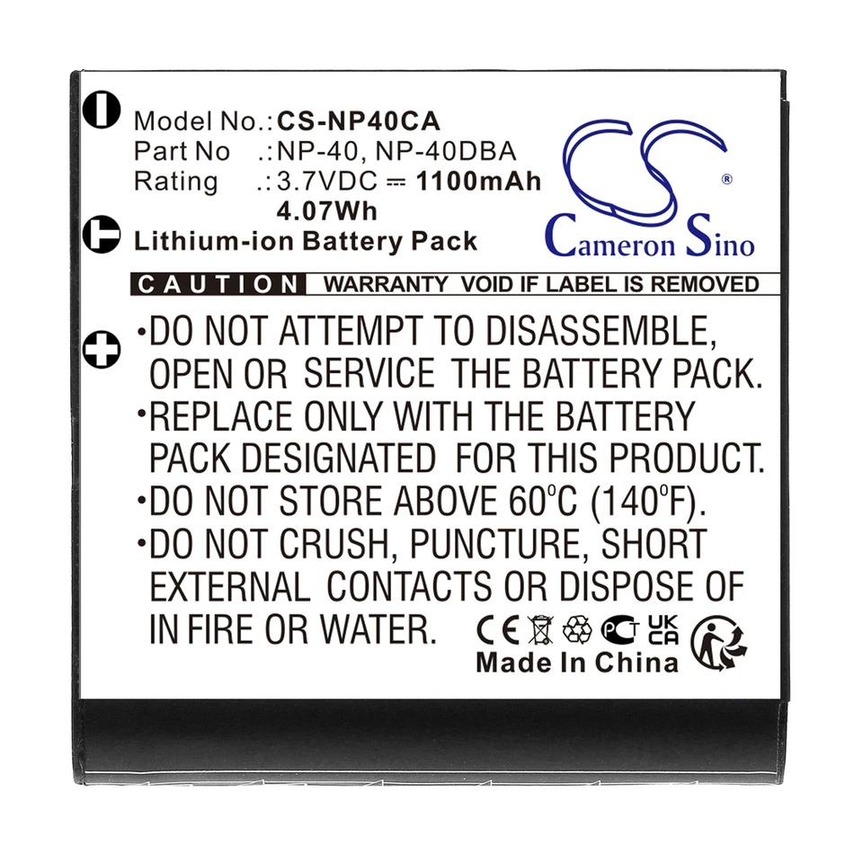Battery for Casio EX-Z55 Kodak AZ525 BenQ P600 NP-40 NP-40DBA NP-40DCA LB-060 - Image 3 of 4