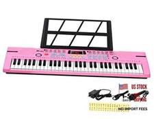 Kids Keyboard 61 Keys, Beginner Electronic Piano with One-Key Compact Pink