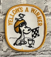 Vintage Yellow's A Winner Snoopy Woodstock Peanuts Snowmobile Racing Patch NOS