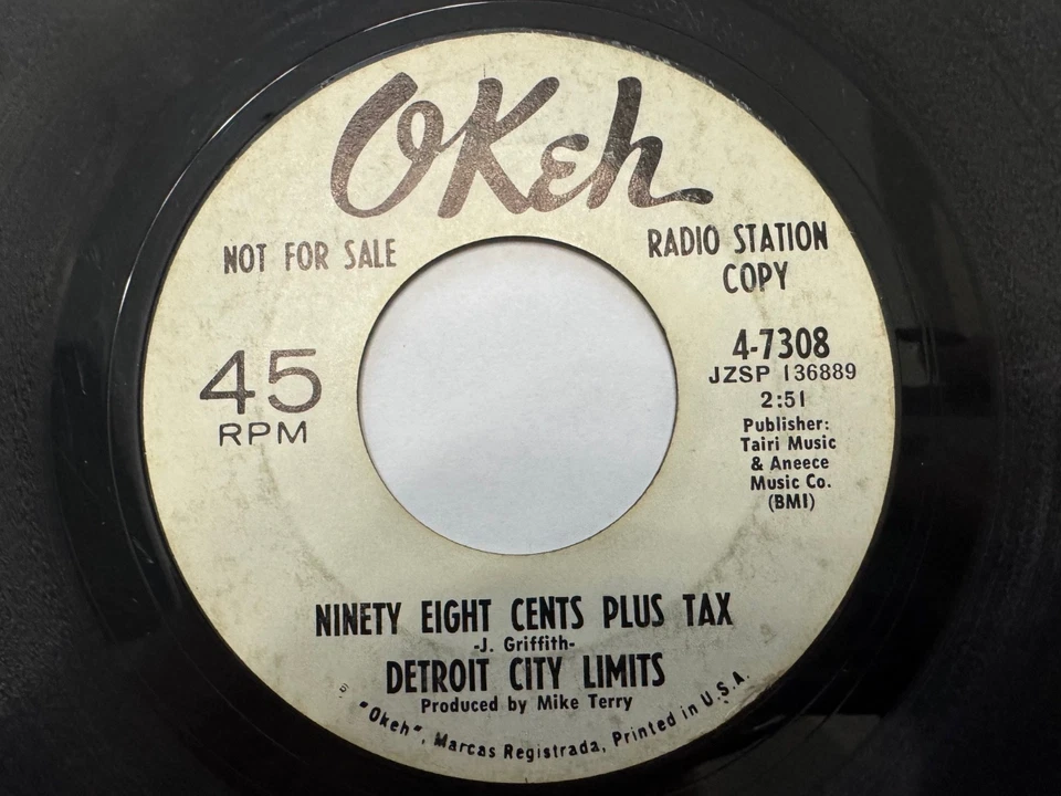 Northern Soul PROMO 45 - Detroit City Limits "Ninety Eight Cents.." Okeh HEAR - Image 2 of 2