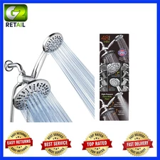 7-Inch High Pressure Showerhead with 3-Way Diverter & Hand Shower - Easy Install