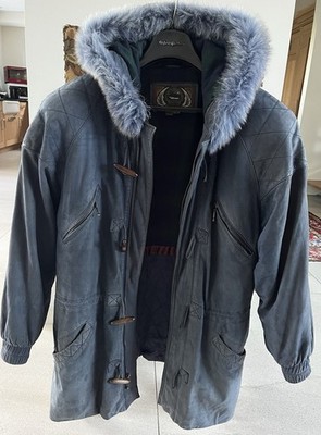 Vintage koreanischer blauer Wildledermantel - gerader Schnitt - seltener Import 80er/90er Jahre 