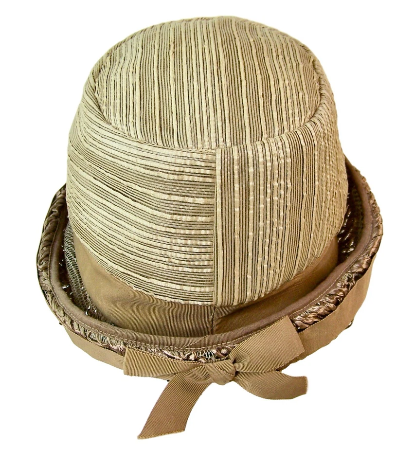 VINTAGE HAT Straw Beige MCM 20s 30s Style Summer Easter Costum Mr. John Empress - Imagem 2 de 4