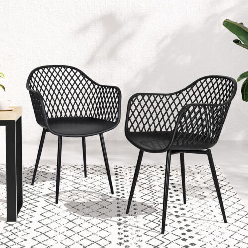 Gardeon 4PC Outdoor Dining Chairs PP Lounge Chair Patio Furniture Garden Black - Picture 8 of 8