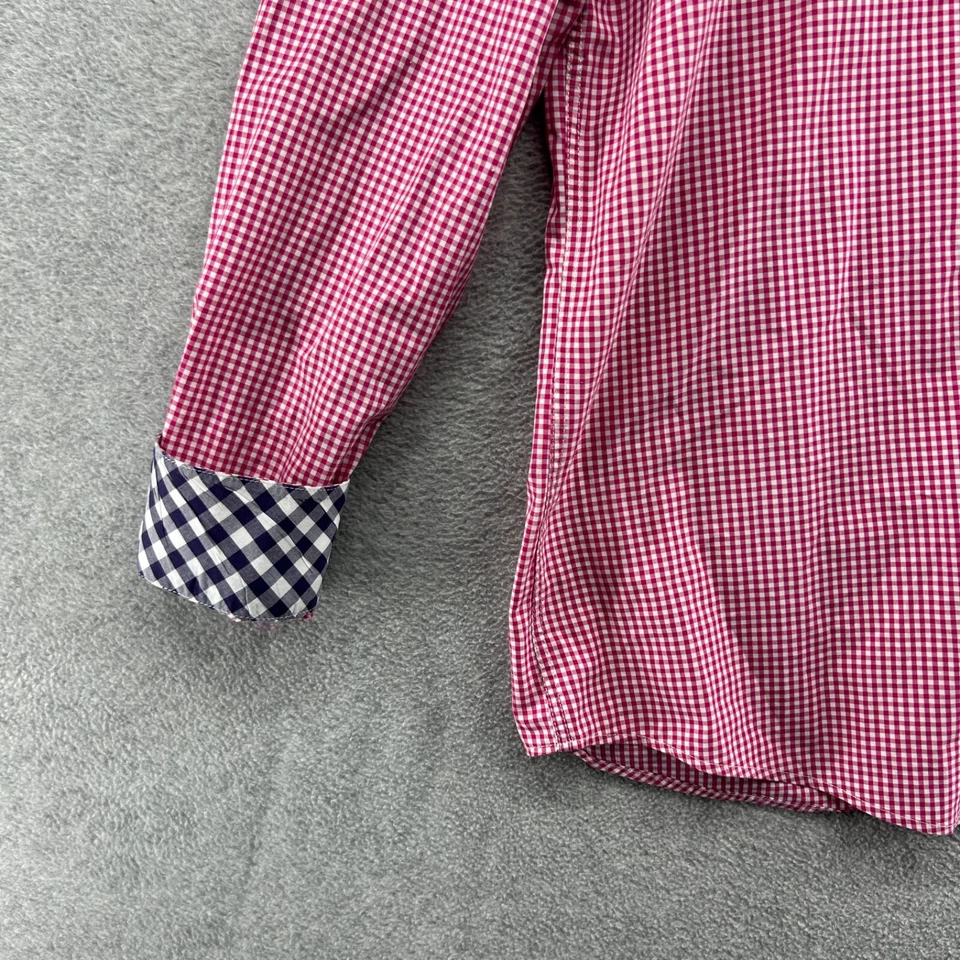 Camisa UG Etiqueta Púrpura Para Hombre Talla Grande Rosa Cuadros Manga Larga Abotonada Puño Abatible Foto 2 de 4